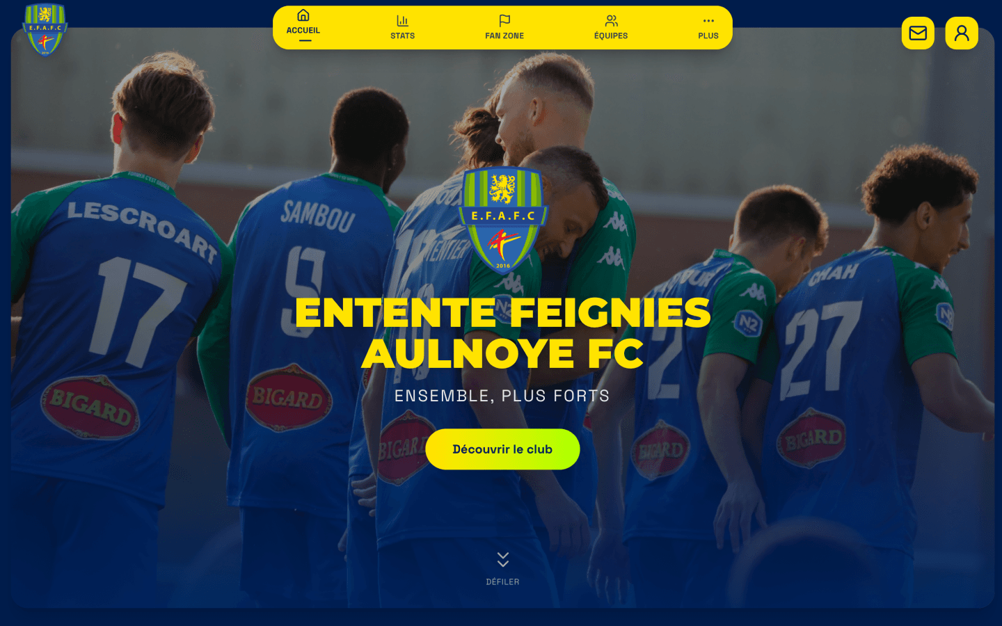 Page d'accueil du site EFAFC sur ordinateur