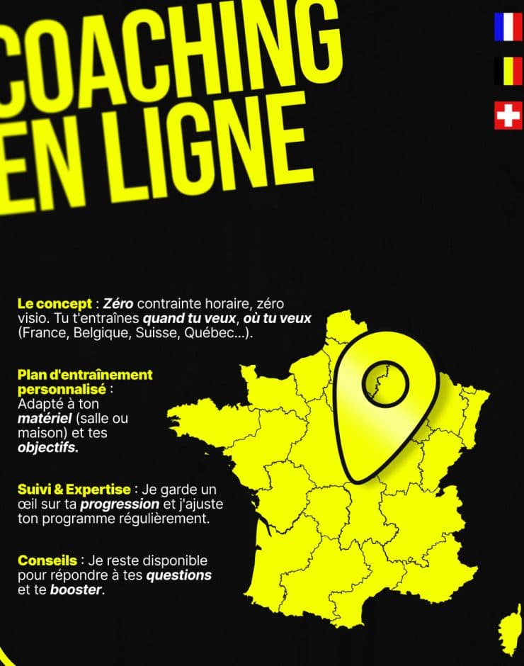 Post « Coaching en ligne » avec carte de France