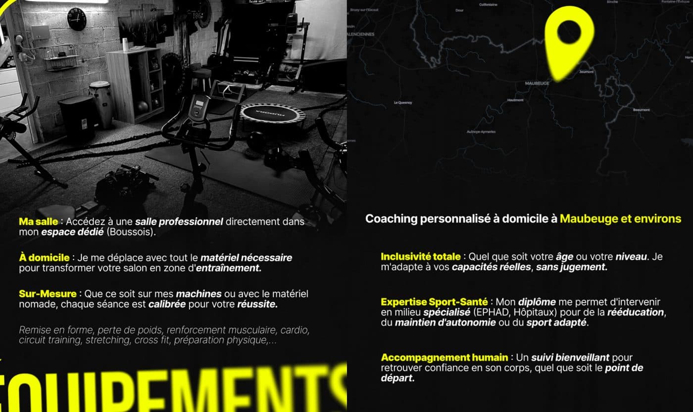 Carrousel sur la salle et le coaching à domicile