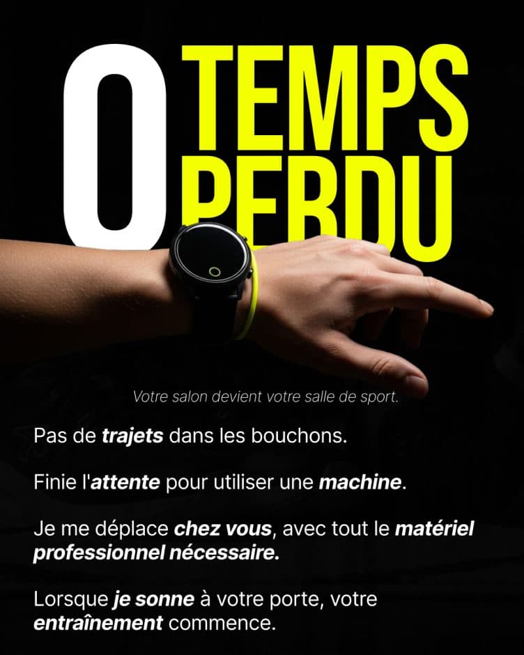 Post « 0 temps perdu » sur le coaching à domicile