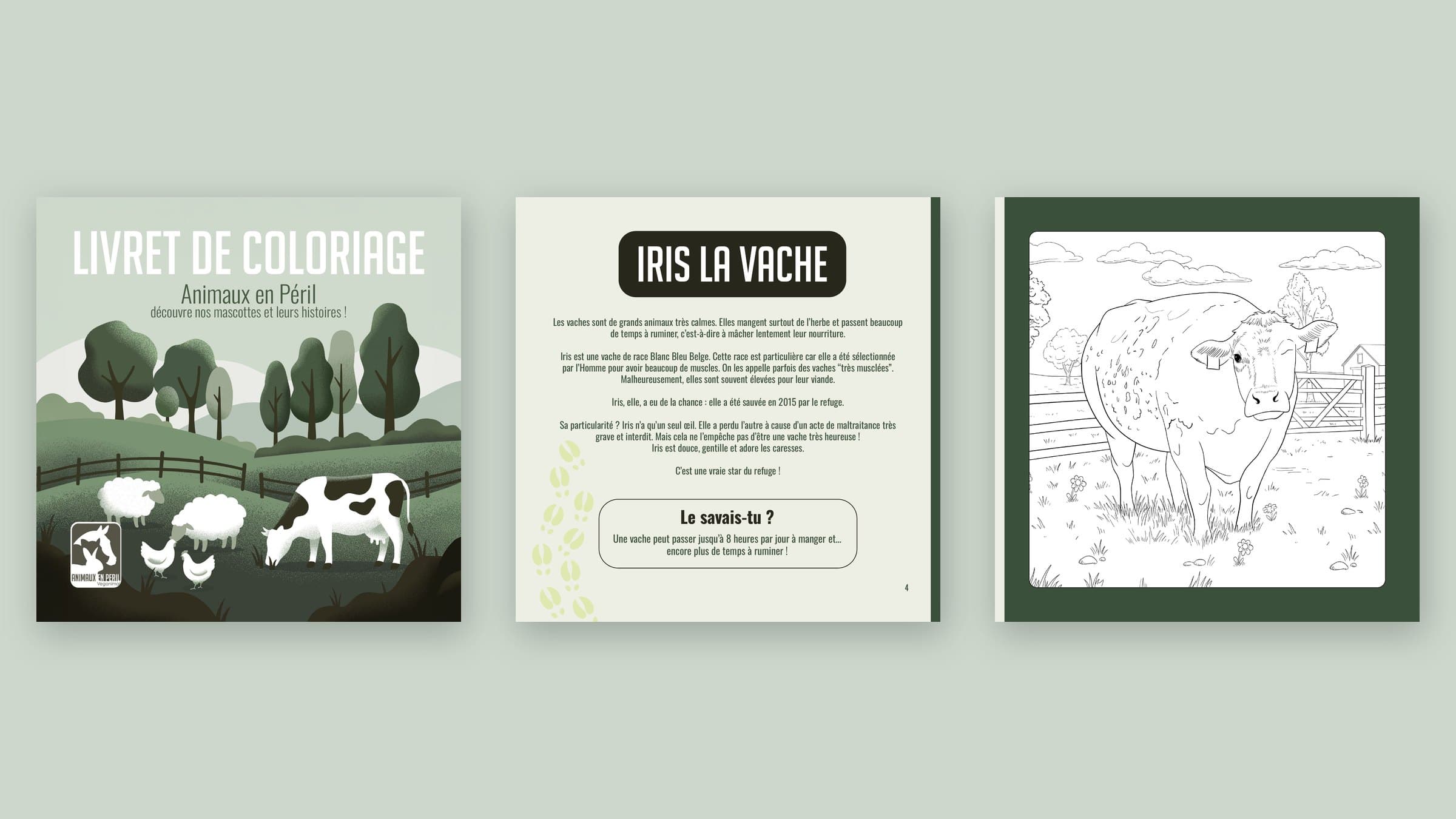 Un livret de coloriage de 20 pages qui présente sept animaux d’un refuge, dessinés sur tablette graphique.