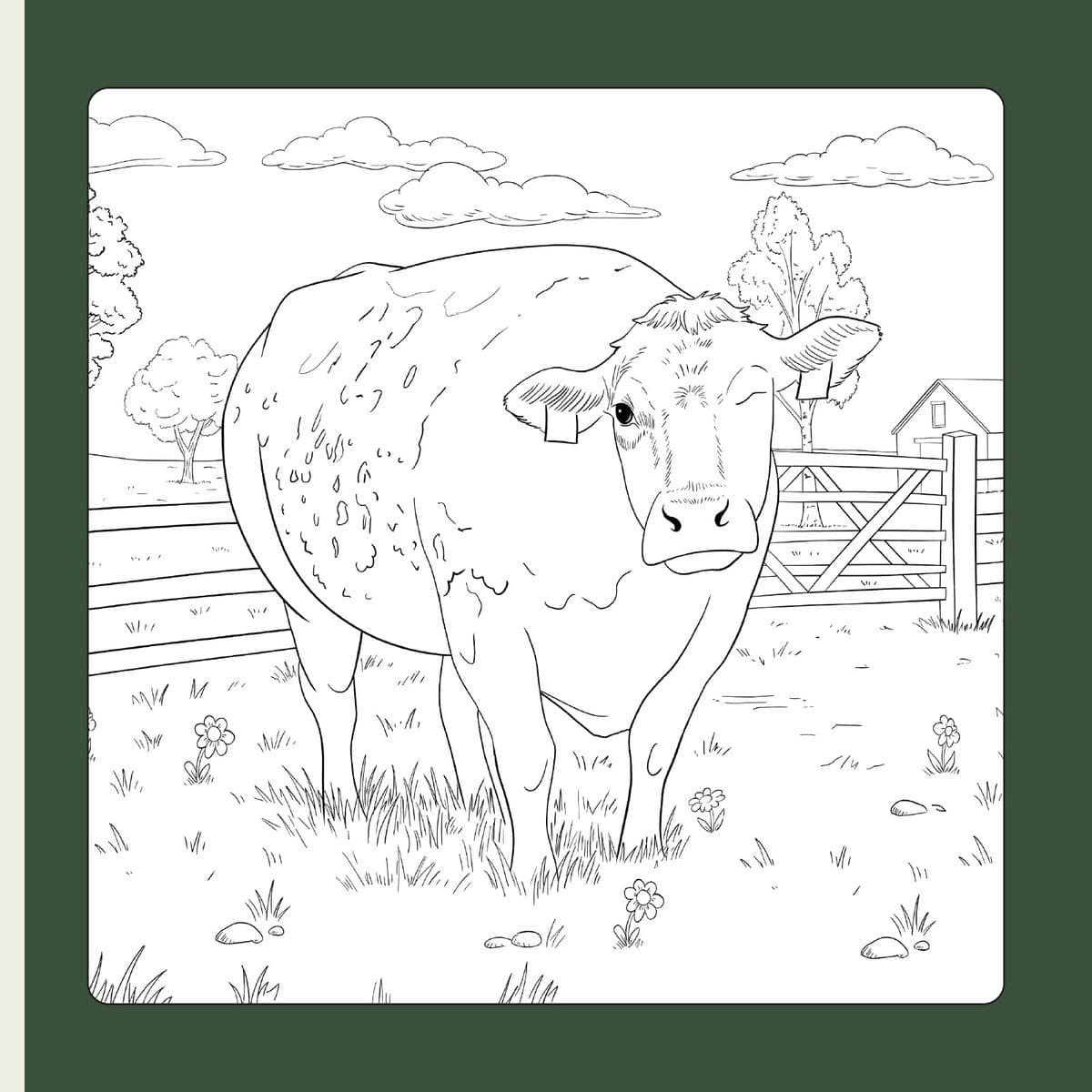 Dessin au trait d’Iris la vache à colorier