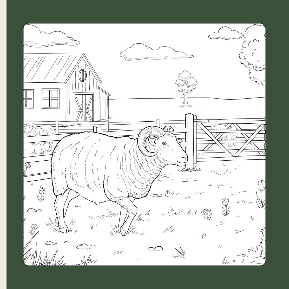 Dessin au trait d’Albus le mouton à colorier