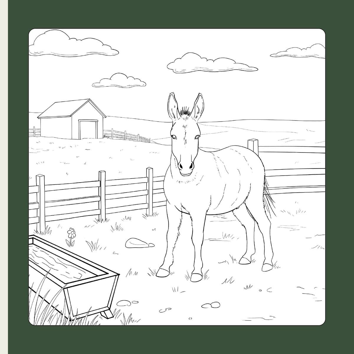Dessin au trait de Moka la mule à colorier
