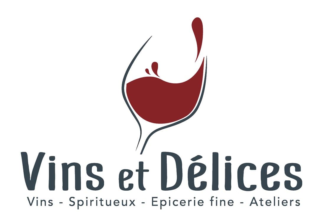 Logo Vins et Délices : verre de vin stylisé