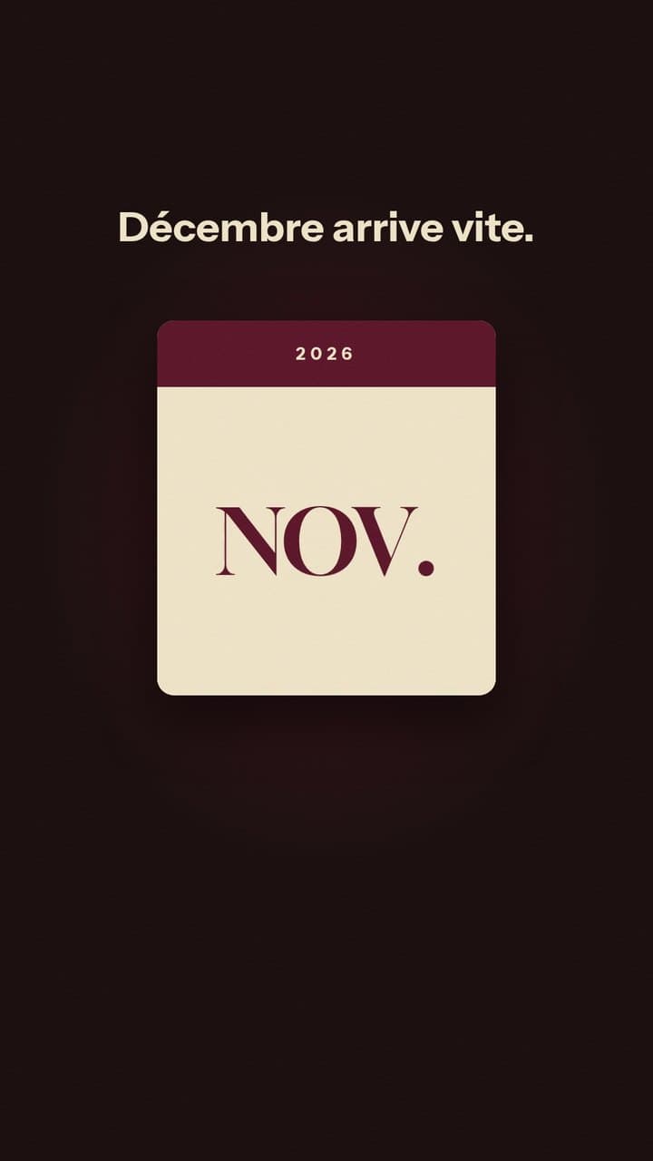 Feuille de calendrier « NOV. » sous le titre « Décembre arrive vite. »
